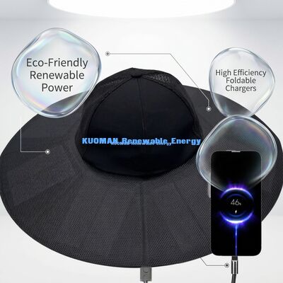 Topi Surya Lipat dengan Efisiensi 22% dan Daya 13W - Topi Surya Isi Ulang Portable untuk Penggunaan Luar Ruang