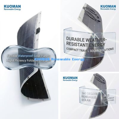 Panel Surya Fleksibel Bifacial 200W IP68 Tahan Air dengan Serat Karbon, Dapat Ditekuk 360 Derajat