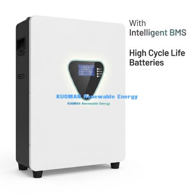 Baterai penyimpanan energi surya LiFePO4 yang dipasang di dinding dengan 6000 siklus dan 25,6/51.2V untuk cadangan rumah