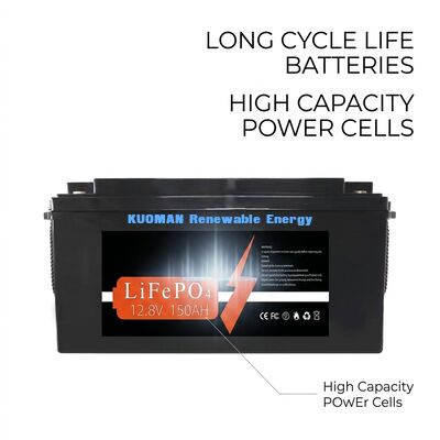 Baterai KM 1920Wh 12V 150Ah Baterai Lithium Siklus mendalam dengan 8000 Siklus untuk penyimpanan energi dan RV / Forklift / Golf Cart / Yacht Power
