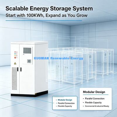 100KWh Baterai ESS Komersial 50kW LiFePO4 Energy Storage Cabinet Untuk Pabrik Solar Peak Shaving & Backup Power