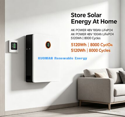 Baterai LiFePO4 48V 100Ah dengan Perlindungan BMS dan 8000 Siklus untuk Penyimpanan Baterai di Rumah