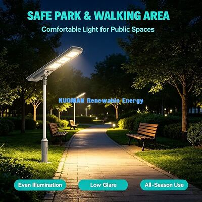Lampu jalan surya terintegrasi 50W dengan lensa UV-Proof, 3000K-6000K CCT Lampu surya untuk taman bermain