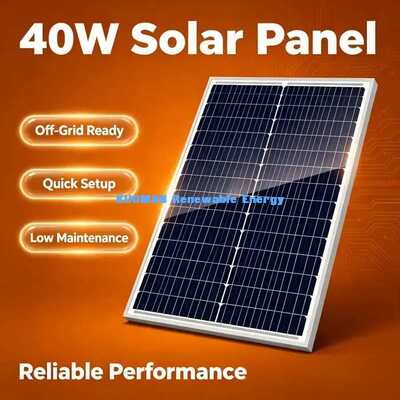 Compact 40W Monocrystalline PV Panel IP67 Junction Box Untuk Pengisian Baterai 12 Volt