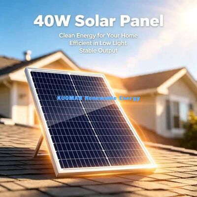 Panel Surya Monokristalin Kaca Tempered 40W untuk Rumah Kaca & Daya Pondok Terpencil