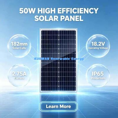 Panel Surya Monokristalin Portabel 50 Watt Kabel Panjang Kustom Konektor Surya MC4