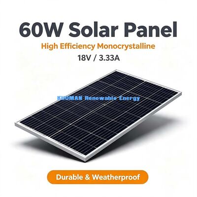 Panel Surya Mono 60W Efisiensi Cahaya Rendah yang Hebat, Modul Fotovoltaik Luar Ruangan untuk Daya Darurat Rumah