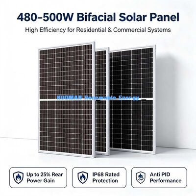 Jangkauan suhu luas 490W Bifacial Solar Module, Jangkauan kerja 40°C~+85°C