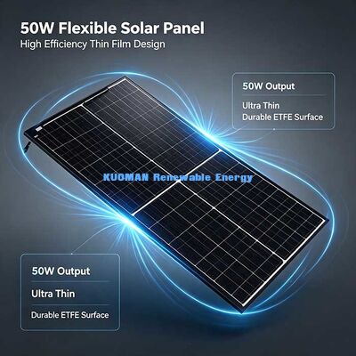 Panel Surya Fleksibel Lipat 50W Ringan, Pengisi Daya Surya Tahan Korosi untuk Perahu, RV & Balkon Rumah
