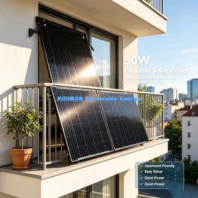 50W Waterproof Junction-Box Flexible Solar Panel, Fold-able Off-Grid Solar Charger untuk RV, Boat, Cabin & Camping