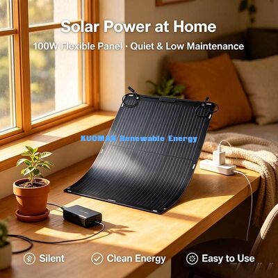 Panel Surya Fleksibel 100W, Panel Surya Serat Karbon 19,4V yang Bisa Dibelokkan untuk RV Boat Yacht Off-Grid Power
