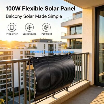 105W 19.4V Panel Listrik Surya Fleksibel, Modul Surya 360 derajat yang dapat dibengkokkan untuk permukaan melengkung