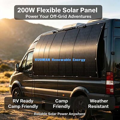 Panel Surya Fleksibel 200W, Modul Surya Karbon-Fiber yang Bisa Dibelokkan 12V Pengisi Baterai untuk RV Boat Camping
