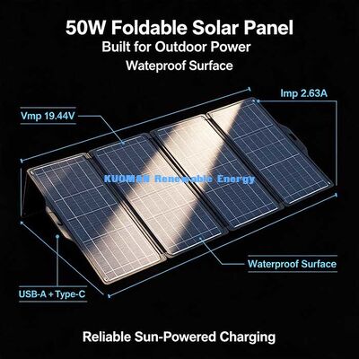 50 W Panel Surya Lipat Efisiensi Tinggi, Tenaga Surya Portable untuk Van-Life & Road Trip