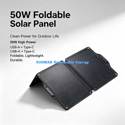 Panel Daya Surya Portable 50 W Fold-Up, Pengisian Multi-Device untuk Camping & Fishing