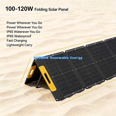 Pengisi Daya Surya Lipat Portabel Kompak 120W, Panel Surya Monokristalin Tahan Air untuk Pasokan Daya Darurat