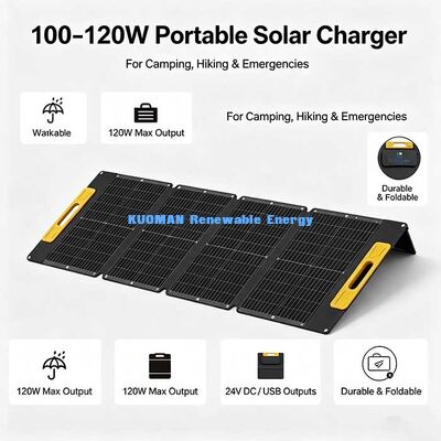 Panel Surya Lipat Off-Grid 105W, Pengisi Daya Surya Portabel Tahan Air Ringan untuk Berkemah di Pantai