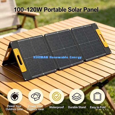 100W Waterproof Fold-Up Solar Panel, Monocrystalline Portable Solar Charger untuk Stasiun Listrik Portable