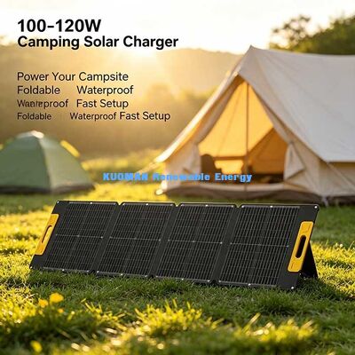 Panel Surya Portabel Off-Grid 100-120W, Pengisi Daya Surya Lipat Tahan Air untuk Daya Cadangan Darurat