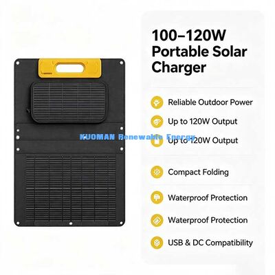 Pengisi Daya Surya Lipat Kompak 120W, Panel Surya Monokristalin Tahan Air untuk Berkemah & Daya Luar Ruangan