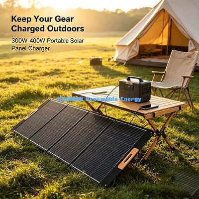 Pengisi daya panel surya lipat 300W, Waterproof Off-Grid Solar Power Supply untuk petualangan berkemah