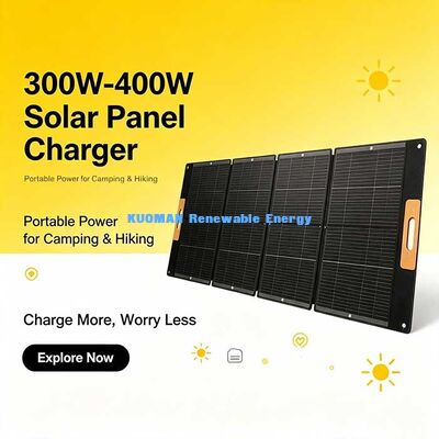 Panel Tenaga Surya Lipat 400W, Pengisi Daya Surya Portabel Tahan Air IP67 untuk Penggunaan Darurat di Rumah