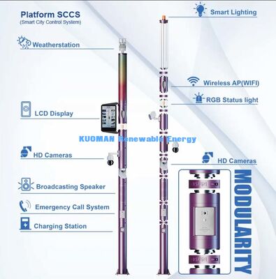 Modular Smart Pole dengan lampu LED, kamera, WiFi dan panggilan darurat