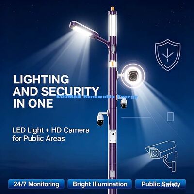 Sistem Smart Pole dengan lampu LED, kamera, WiFi dan panggilan darurat
