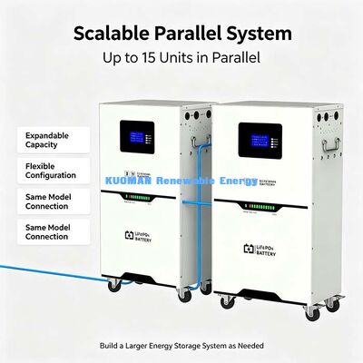 Baterai LiFePO4 Penyimpanan Surya 51.2V 100Ah, Pengisian/Pengosongan Berkelanjutan Maks 100A