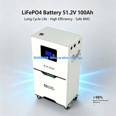 5.12kWh 51.2V LiFePO4 Power Storage Battery, Desain Kabinet Roda untuk Mudah Dipindahkan