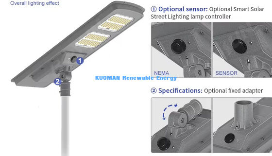 All In One LED Solar Street Light 220lm/W IP65 Waterproof dengan 2-3 hari hujan Backup untuk jalan dan taman pencahayaan
