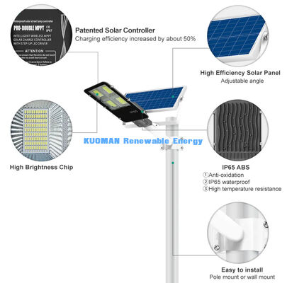 Lampu Jalan Surya 200W dengan Pro MPPT dan IP65 Waterproof untuk Jalan Luar dan Lampu Taman