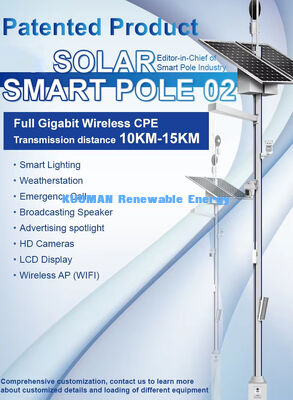 Jalan setapak, jalan kecepatan tinggi Smart Outdoor Solar Pole Smart Pole Dengan Layar LCD