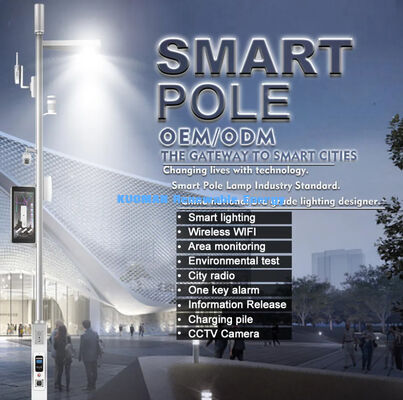 Jalan jalan desa di luar ruangan Smart City LED Street Lamp Pole dengan Pole Camera