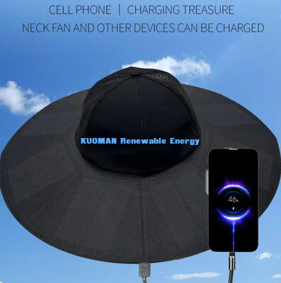 Topi Surya Lipat dengan Efisiensi 22% dan Daya 13W - Topi Surya Isi Ulang Portable untuk Penggunaan Luar Ruang
