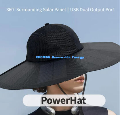 Payung Matahari dan penyimpanan daya Power Hat baru Lipat Portable Rechargeable Solar Hat