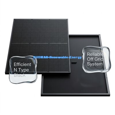 Panel Surya Tipe N Hitam 415W dengan Efisiensi 22% dan Bingkai Aluminium Anodized