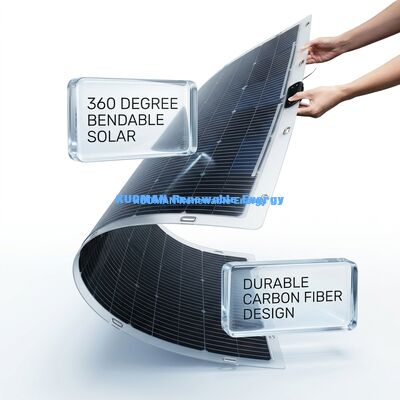 Panel Surya Fleksibel Bifacial 200W IP68 Tahan Air dengan Serat Karbon, Dapat Ditekuk 360 Derajat