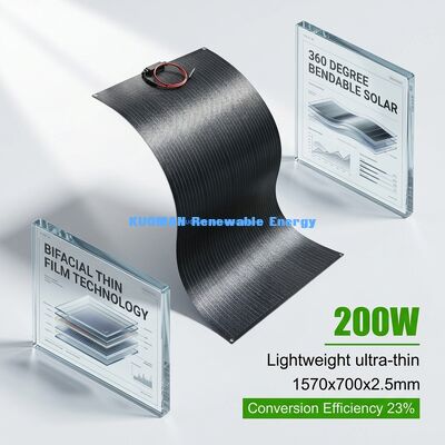 Panel Surya Fleksibel 200W tahan lama IP65 Waterproof 360 Degree Bending untuk Hidup Off Grid