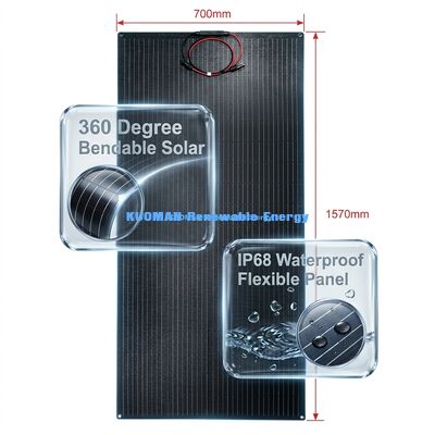 Panel Surya Fleksibel 200W IP68 Tahan Air 360° Dapat Ditekuk untuk Energi Terbarukan