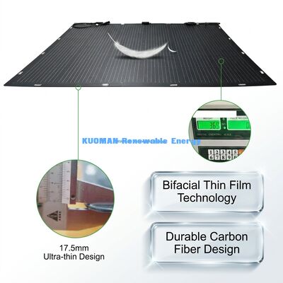 Panel Surya Bifacial Fleksibel 200W Tahan Air IP67 Dapat Ditekuk 360° untuk RV, Rumah, dan Perjalanan