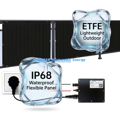 Panel Surya Fleksibel 200W tahan lama IP65 Waterproof 360 Degree Bending untuk Hidup Off Grid