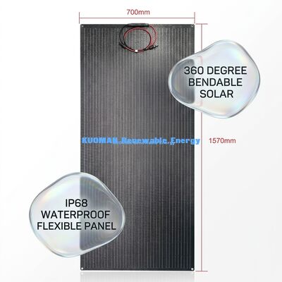 Panel Surya Fleksibel Silikon Monokristalin 200W dengan Desain Serat Karbon Tahan Air IP67