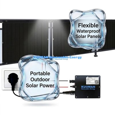 Panel Surya Fleksibel 200W tahan lama IP65 Waterproof 360 Degree Bending untuk Hidup Off Grid