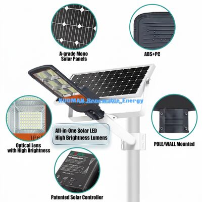 Lampu Jalan Tenaga Surya Tahan Air Lengan Ganda 100W-500W Jalur Khusus Lampu LED Tenaga Surya untuk Taman dan Jalan
