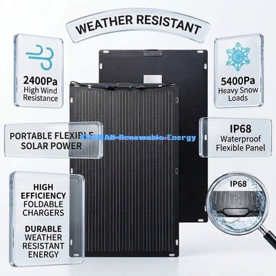 Panel Surya Fleksibel 200W IP67 360 derajat untuk RV dan Home Travel Bifacial Solar Panel