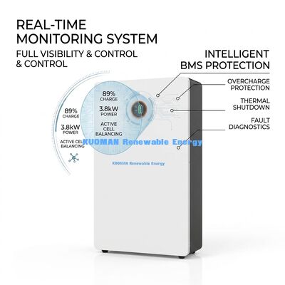 Baterai 48V 200Ah LiFePO4 untuk penyimpanan baterai rumah dengan 10.000 siklus dan pemantauan real-time