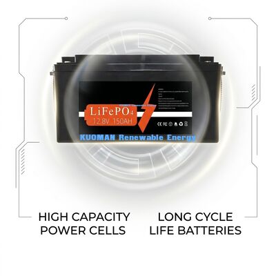 Baterai KM 1920Wh 12V 150Ah Baterai Lithium Siklus mendalam dengan 8000 Siklus untuk penyimpanan energi dan RV / Forklift / Golf Cart / Yacht Power