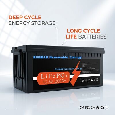Baterai 12V 200Ah LiFePO4 Deep Cycle dengan 8000 Siklus dan Garansi 10 Tahun untuk penyimpanan energi