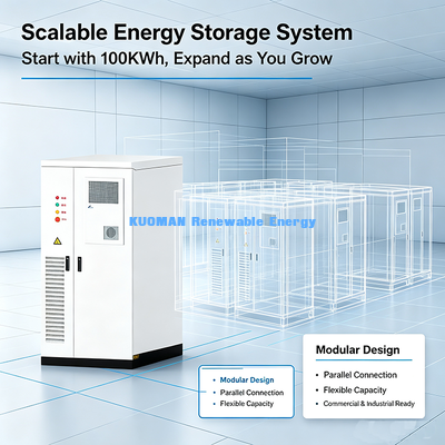100KWh Baterai ESS Komersial 50kW LiFePO4 Energy Storage Cabinet Untuk Pabrik Solar Peak Shaving & Backup Power